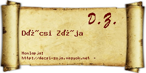 Décsi Zója névjegykártya
